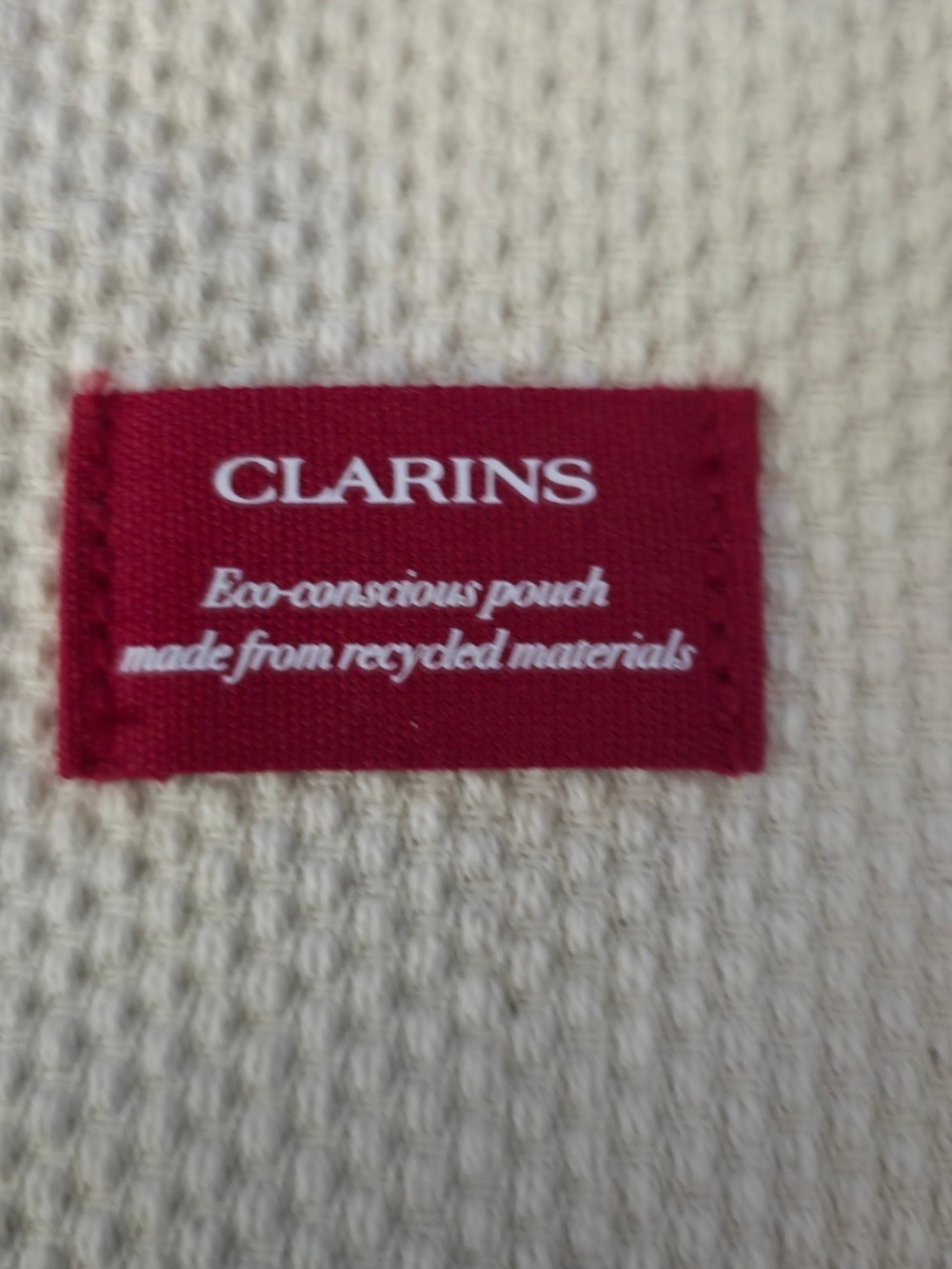 4/$25 Deal! Clarins Red Fabric Label Pouch Or Makeup Bag